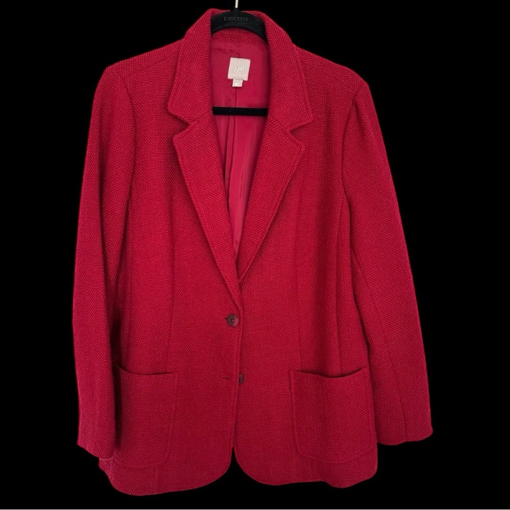 J.Jill Deep Claret Red Wool Blend Textured Blazer | Size - Picture 13 of 14